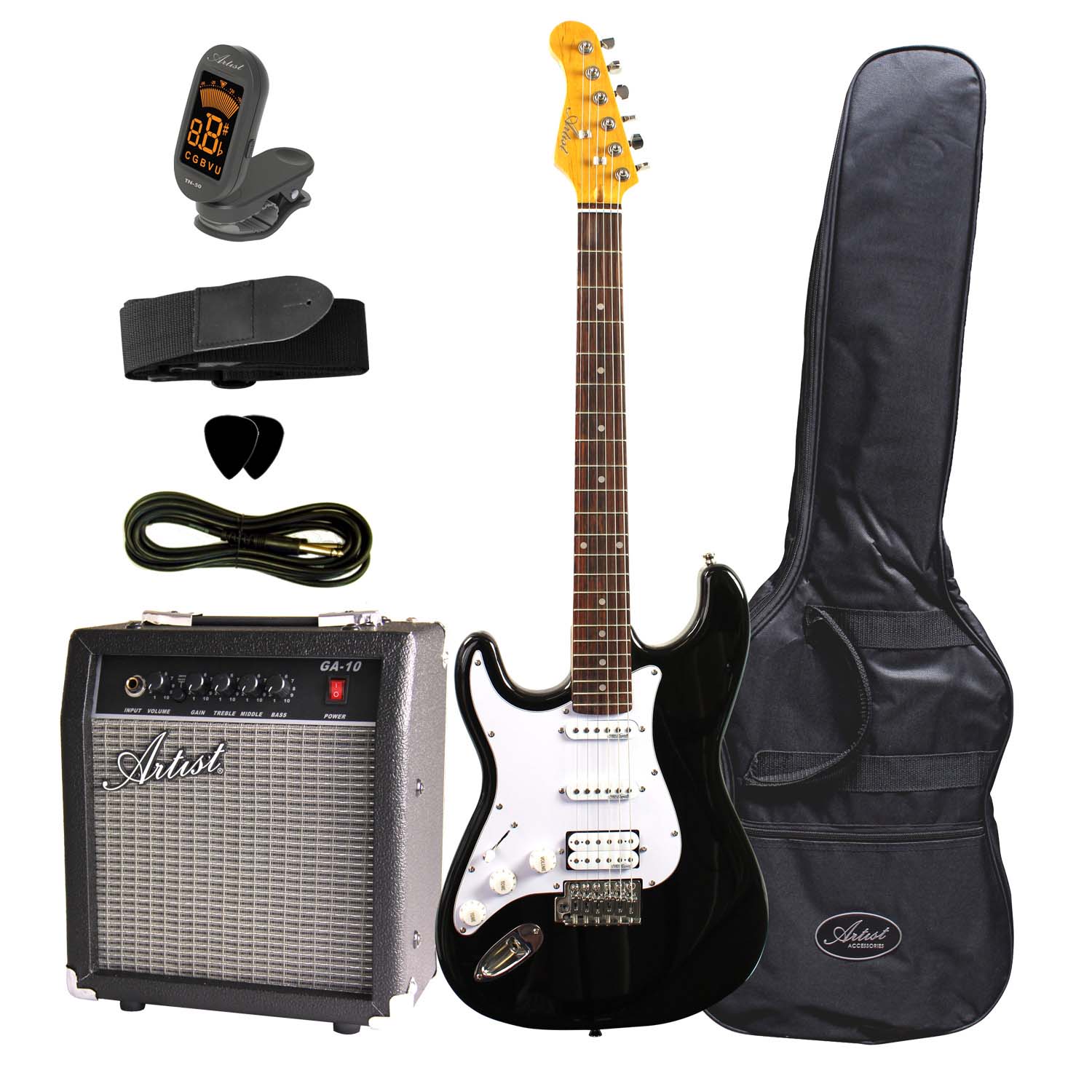 Artist STHPKL Black Left Handed Electric Guitar + Amp